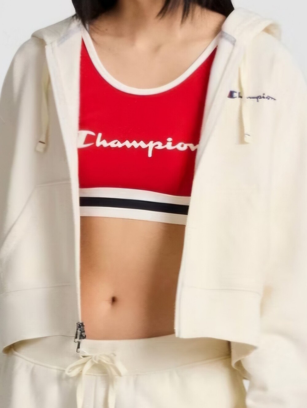 Champion Women's Cream Full-Zip Hoodie Jacket